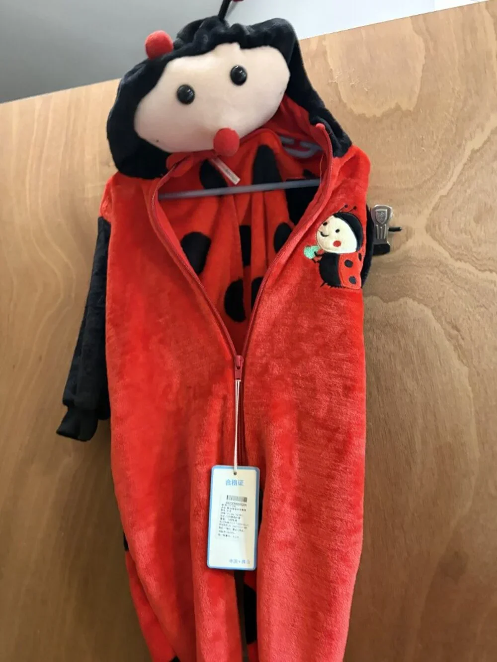 Toddler 2T Plush Lady Bug Hooded Costume NWT